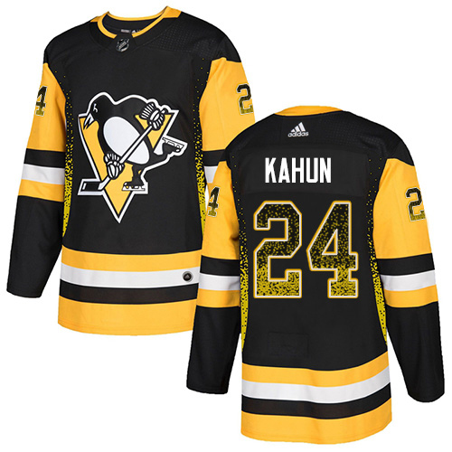 Adidas Penguins #24 Dominik Kahun Black Home Authentic Drift Fashion Stitched NHL Jersey