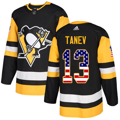 Adidas Penguins #13 Brandon Tanev Black Home Authentic USA Flag Stitched NHL Jersey