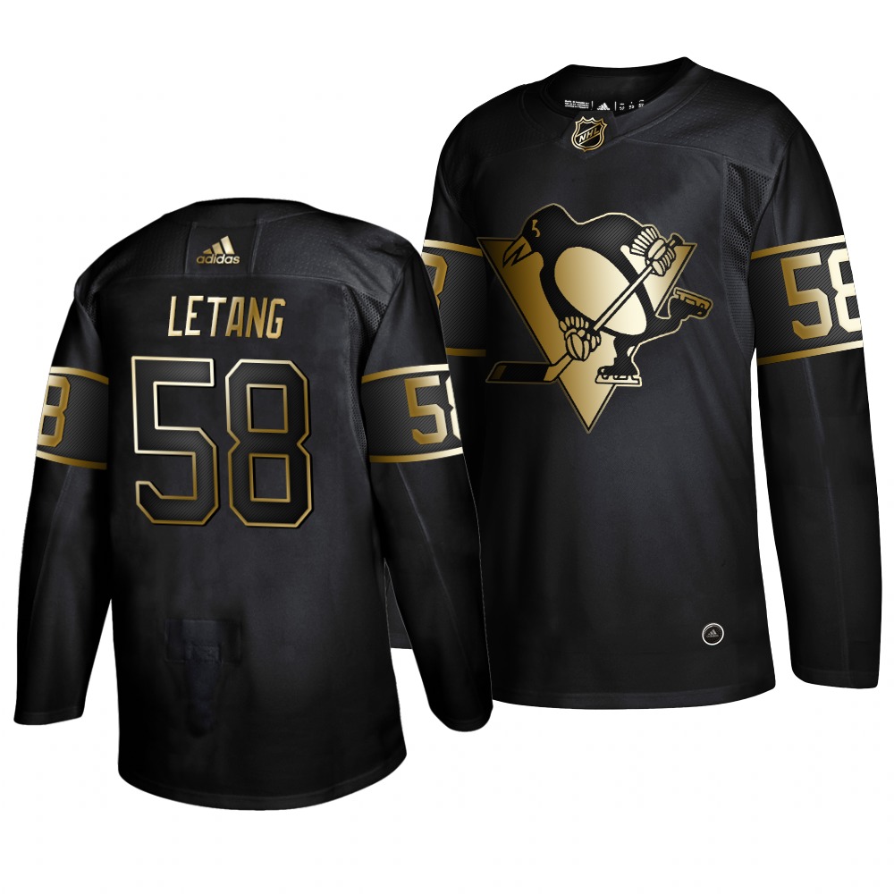Adidas Penguins #58 Kris Letang Men's 2019 Black Golden Edition Authentic Stitched NHL Jersey