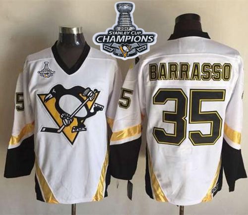 Penguins #35 Tom Barrasso White CCM Throwback 2017 Stanley Cup Finals Champions Stitched NHL Jersey Penguins #35 Tom Barrasso White CCM Throwback 2017 Stanley Cup Finals Champions Stitched NHL Jersey
