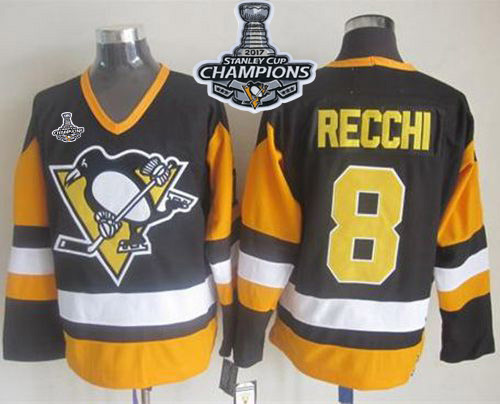 Penguins #8 Mark Recchi Black CCM Throwback 2017 Stanley Cup Finals Champions Stitched NHL Jersey Penguins #8 Mark Recchi Black CCM Throwback 2017 Stanley Cup Finals Champions Stitched NHL Jersey