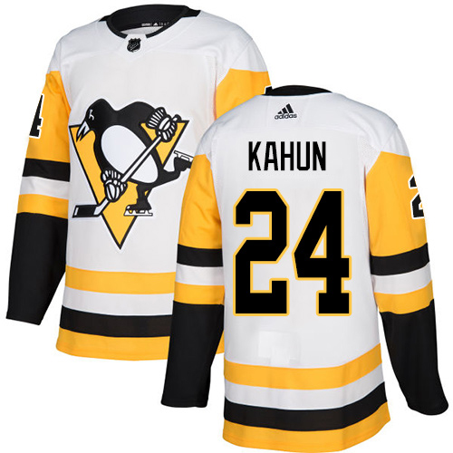 Adidas Penguins #24 Dominik Kahun White Road Authentic Stitched NHL Jersey