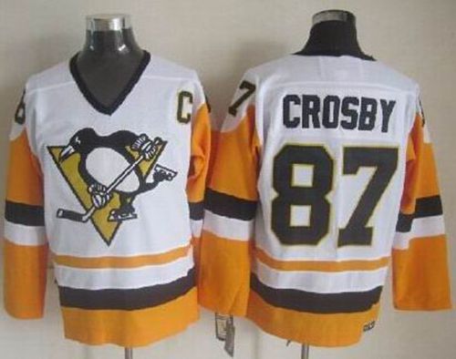 Penguins #87 Sidney Crosby White/Black CCM Throwback Stitched NHL Jersey Penguins #87 Sidney Crosby White/Black CCM Throwback Stitched NHL Jersey