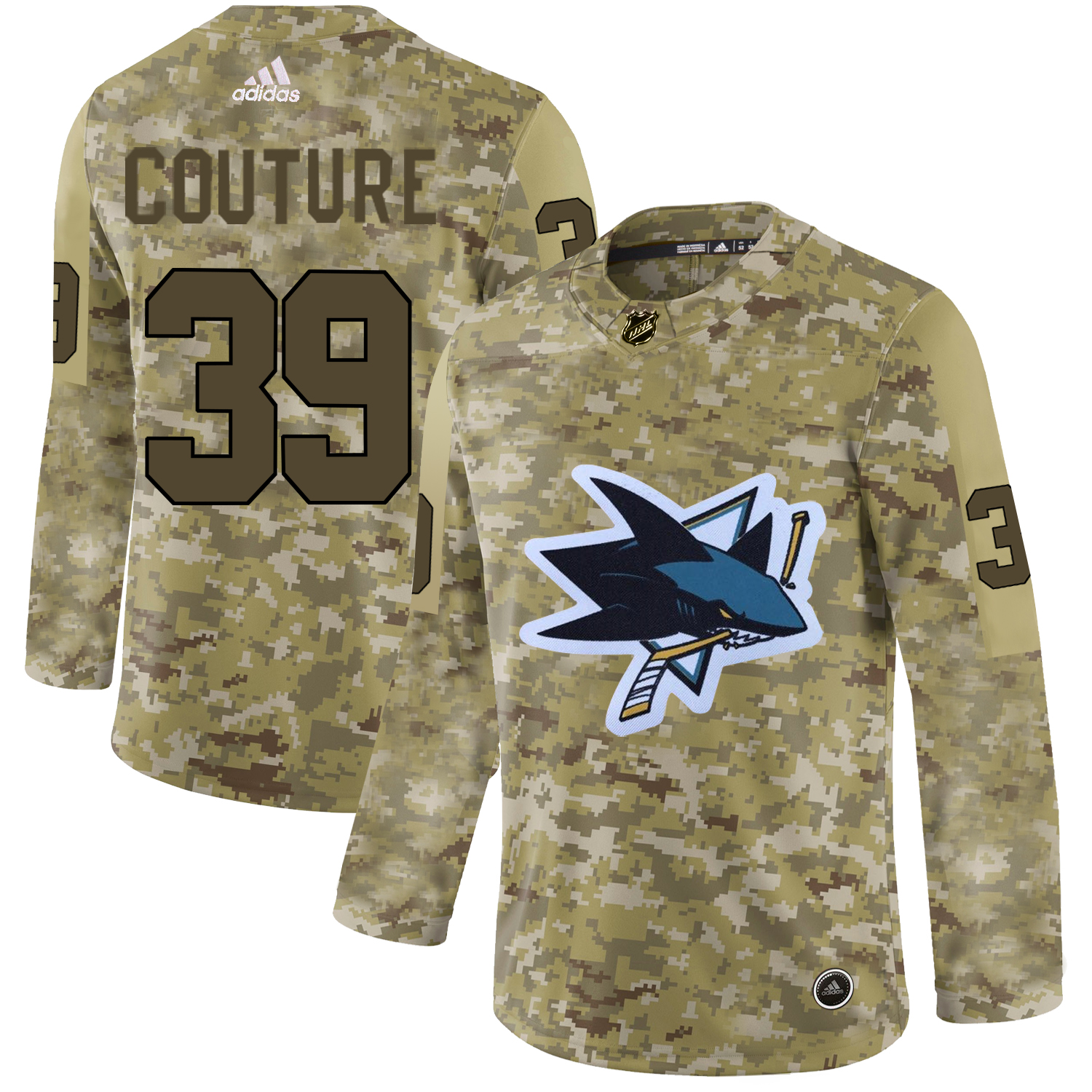 Adidas Sharks #39 Logan Couture Camo Authentic Stitched NHL Jersey