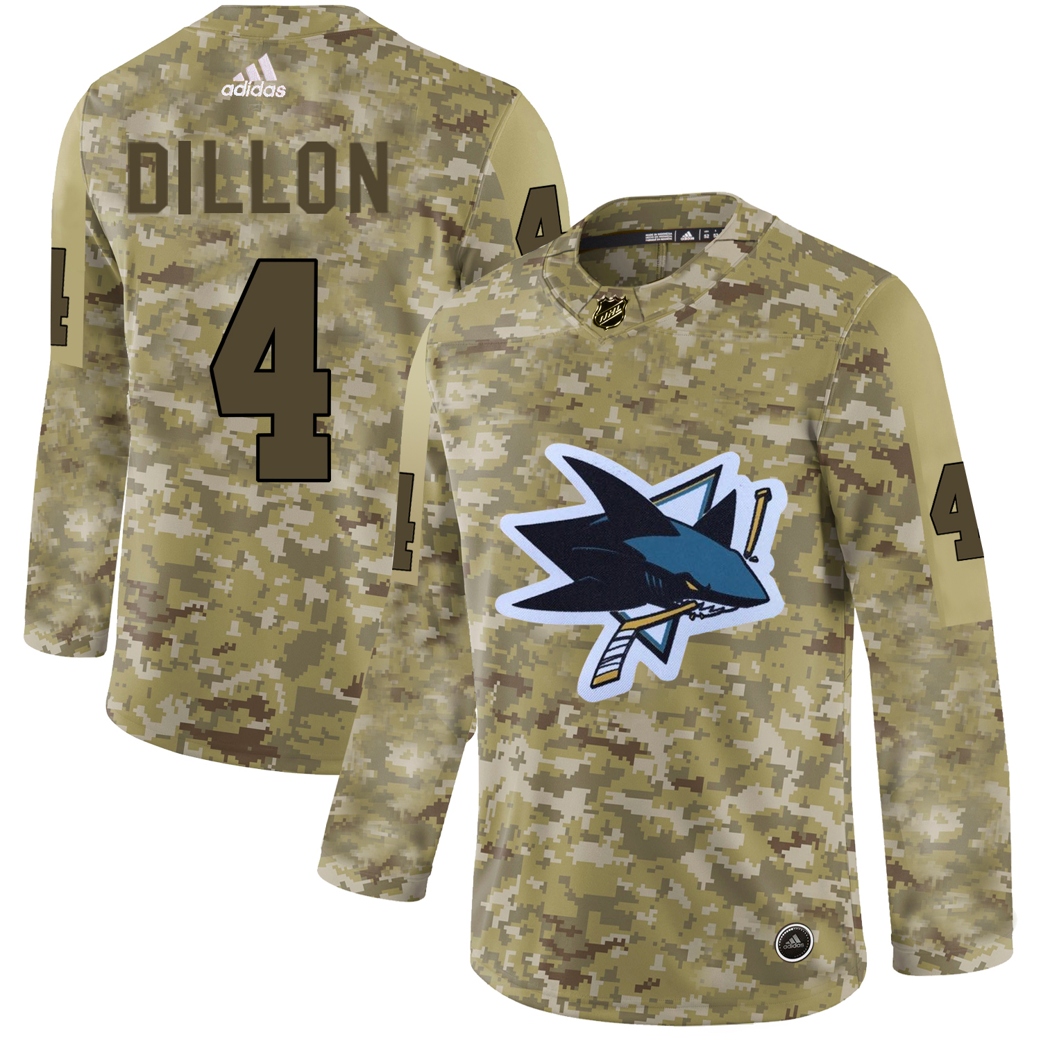 Adidas Sharks #4 Brenden Dillon Camo Authentic Stitched NHL Jersey