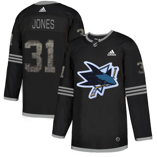 Adidas Sharks #31 Martin Jones Black Authentic Classic Stitched NHL Jersey