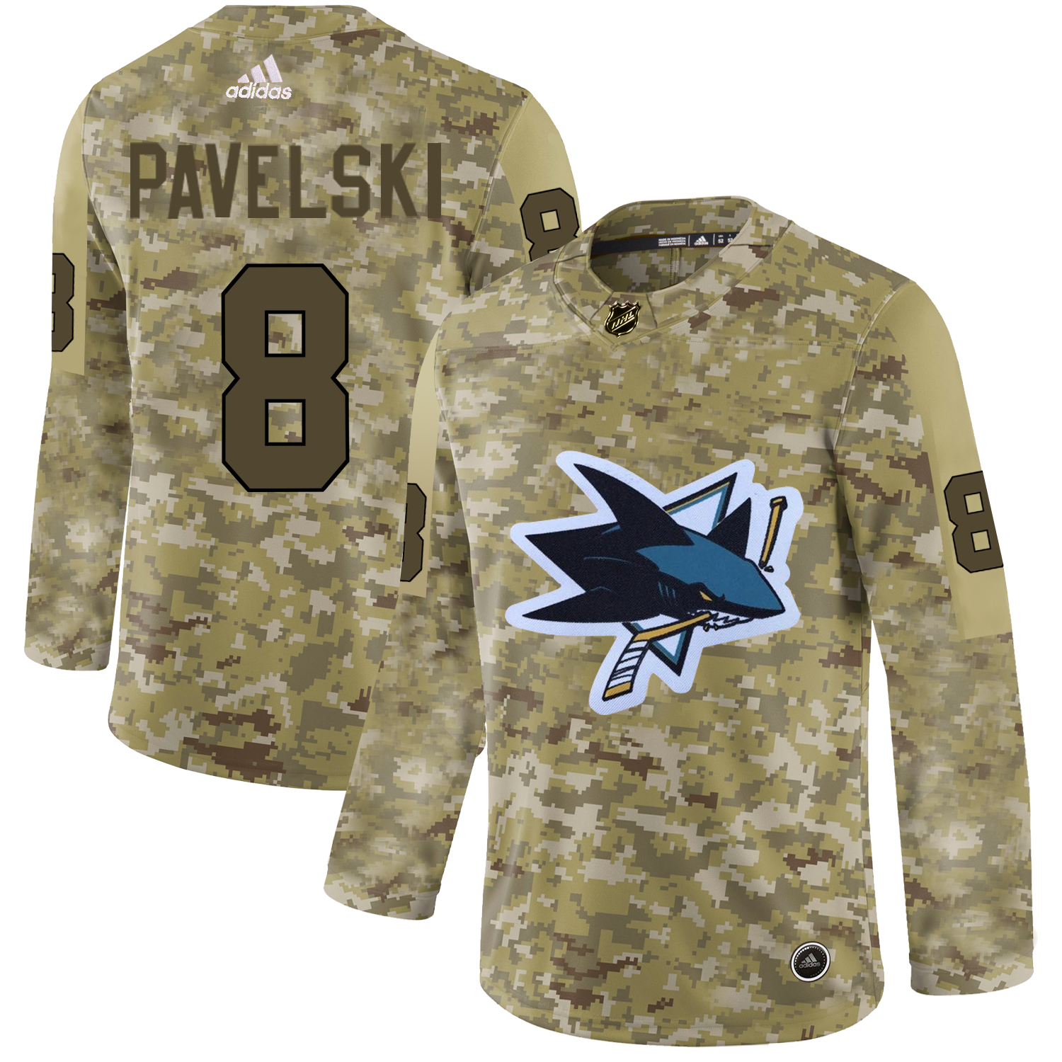 Adidas Sharks #8 Joe Pavelski Camo Authentic Stitched NHL Jersey
