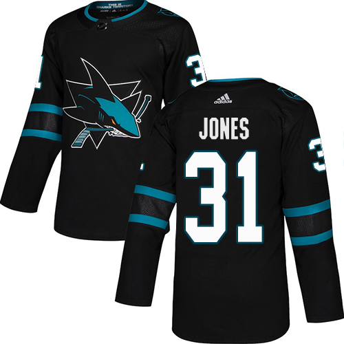 Adidas Sharks #31 Martin Jones Black Alternate Authentic Stitched NHL Jersey