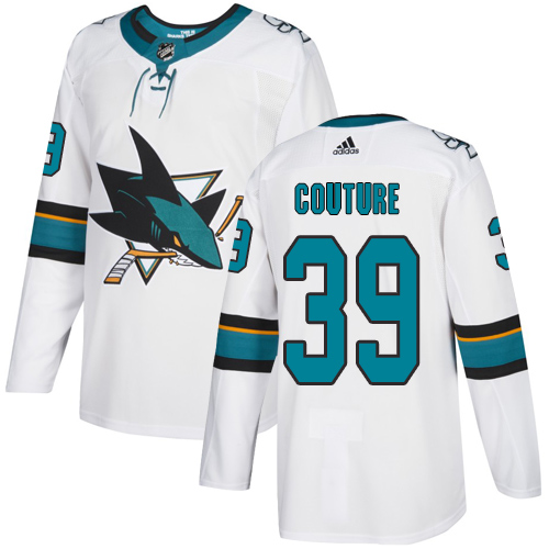 Adidas Sharks #39 Logan Couture White Road Authentic Stitched NHL Jersey