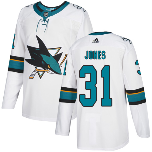 Adidas Sharks #31 Martin Jones White Road Authentic Stitched NHL Jersey