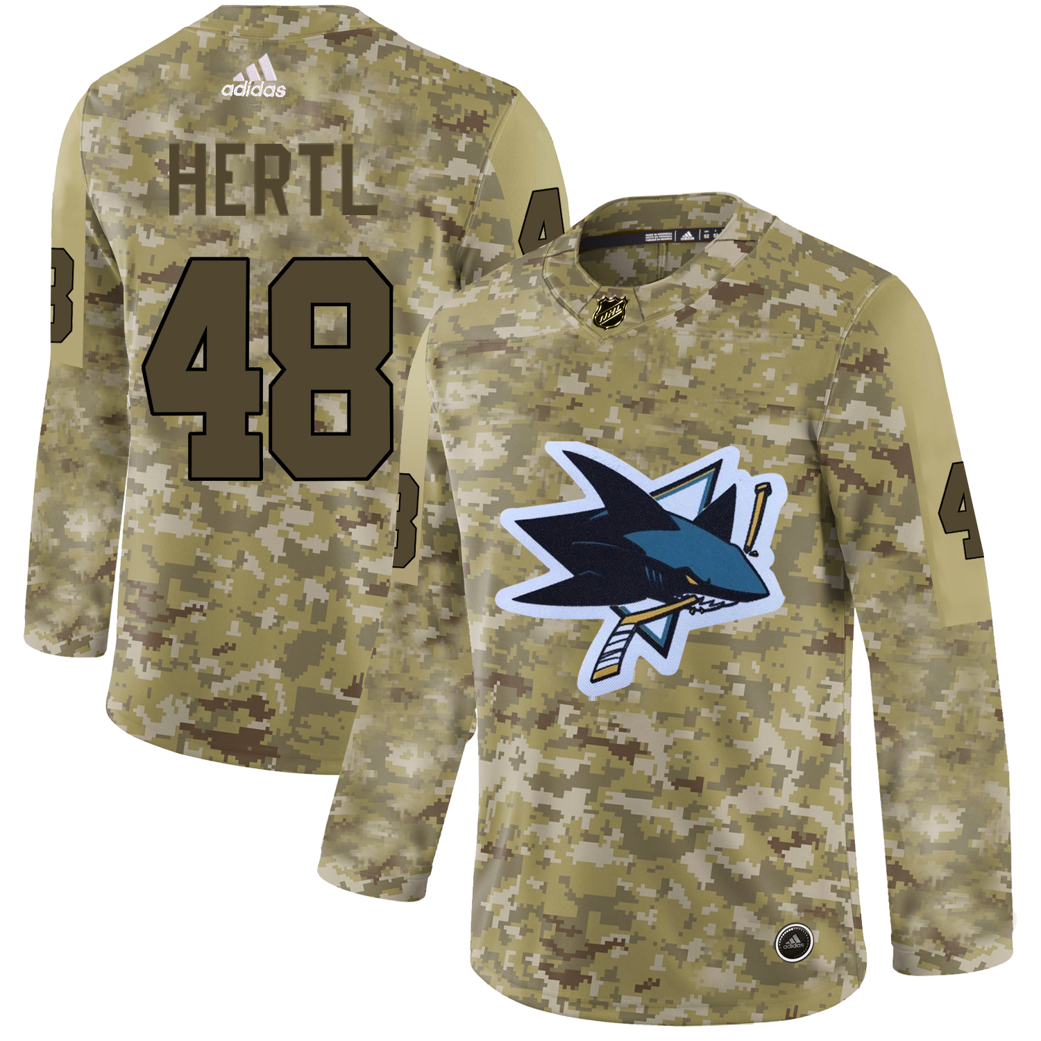 Adidas Sharks #48 Tomas Hertl Camo Authentic Stitched NHL Jersey