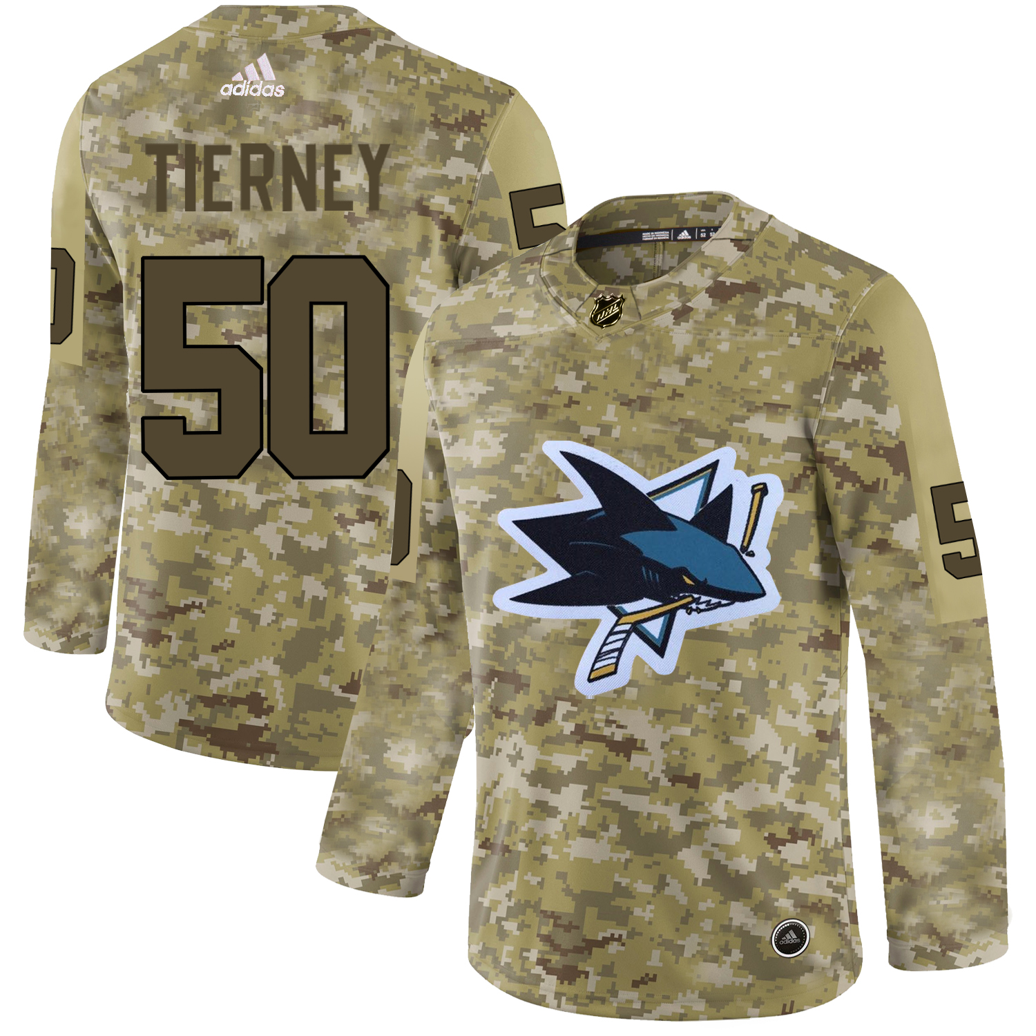 Adidas Sharks #50 Chris Tierney Camo Authentic Stitched NHL Jersey
