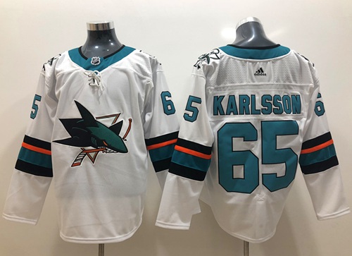 Adidas Sharks #65 Erik Karlsson White Road Authentic Stitched NHL Jersey