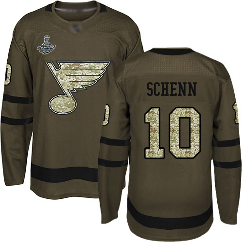 Adidas Blues #10 Brayden Schenn Green Salute to Service Stanley Cup Champions Stitched NHL Jersey Adidas Blues #10 Brayden Schenn Green Salute to Service Stanley Cup Champions Stitched NHL Jersey