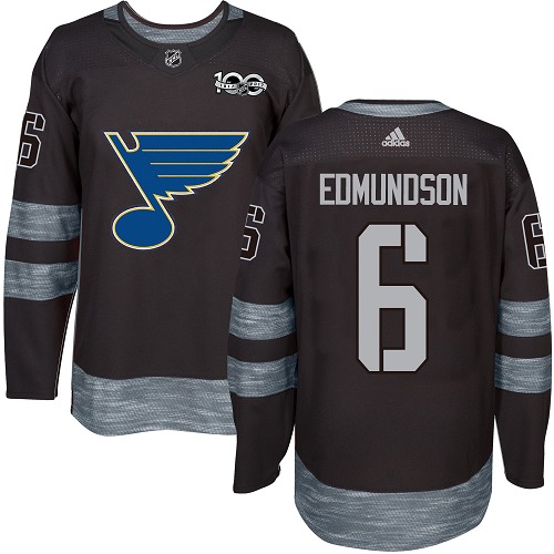 Adidas Blues #6 Joel Edmundson Black 1917-2017 100th Anniversary Stitched NHL Jersey Adidas Blues #6 Joel Edmundson Black 1917-2017 100th Anniversary Stitched NHL Jersey