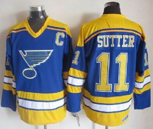 Blues #11 Brian Sutter Light Blue/Yellow CCM Throwback Stitched NHL Jersey Blues #11 Brian Sutter Light Blue/Yellow CCM Throwback Stitched NHL Jersey