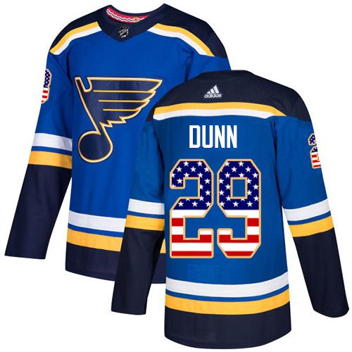 Adidas Blues #29 Vince Dunn Blue Home Authentic USA Flag Stitched NHL Jersey Adidas Blues #29 Vince Dunn Blue Home Authentic USA Flag Stitched NHL Jersey