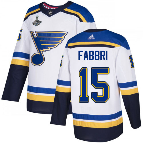 Adidas Blues #15 Robby Fabbri White Road Authentic 2019 Stanley Cup Champions Stitched NHL Jersey Adidas Blues #15 Robby Fabbri White Road Authentic 2019 Stanley Cup Champions Stitched NHL Jersey