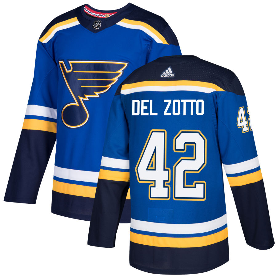 Adidas Blues #42 Michael Del Zotto Blue Home Authentic Stitched NHL Jersey
