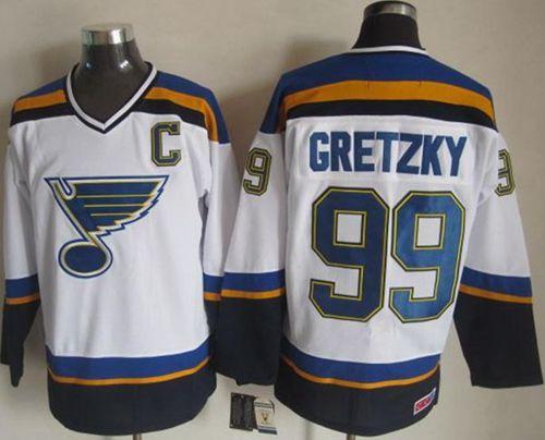 Blues #99 Wayne Gretzky White/Navy CCM Throwback Stitched NHL Jersey Blues #99 Wayne Gretzky White/Navy CCM Throwback Stitched NHL Jersey