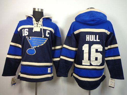 Blues #16 Brett Hull Navy Blue Sawyer Hooded Sweatshirt Stitched NHL Jersey Blues #16 Brett Hull Navy Blue Sawyer Hooded Sweatshirt Stitched NHL Jersey