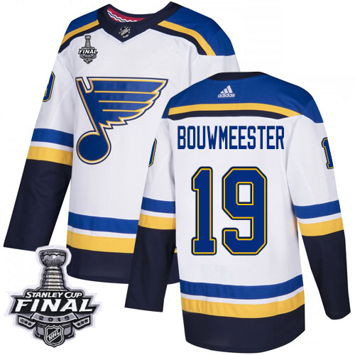 Adidas Blues #19 Jay Bouwmeester White Road Authentic 2019 Stanley Cup Final Stitched NHL Jersey Adidas Blues #19 Jay Bouwmeester White Road Authentic 2019 Stanley Cup Final Stitched NHL Jersey