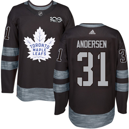 Adidas Maple Leafs #31 Frederik Andersen Black 1917-2017 100th Anniversary Stitched NHL Jersey