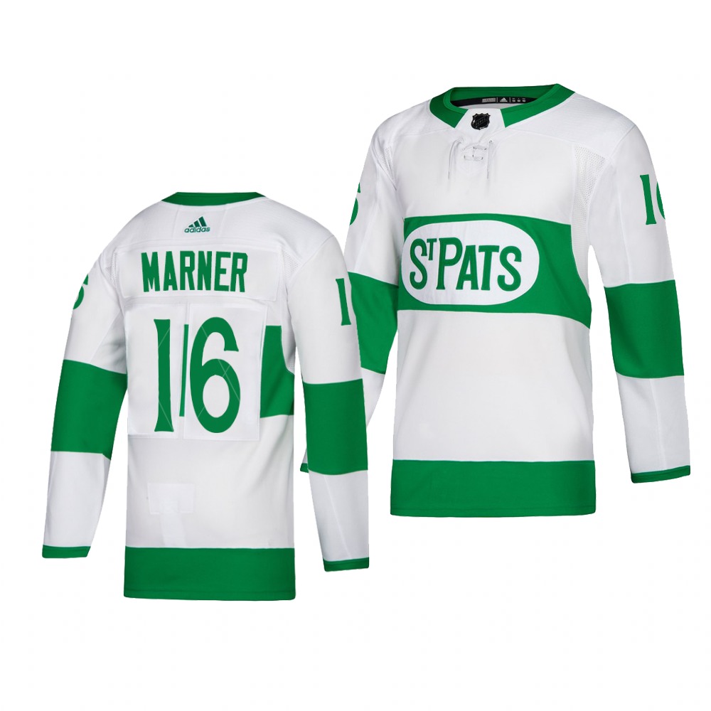 Maple Leafs #16 Mitch Marner adidas White 2019 St. Patrick's Day Authentic Player Stitched NHL Jersey