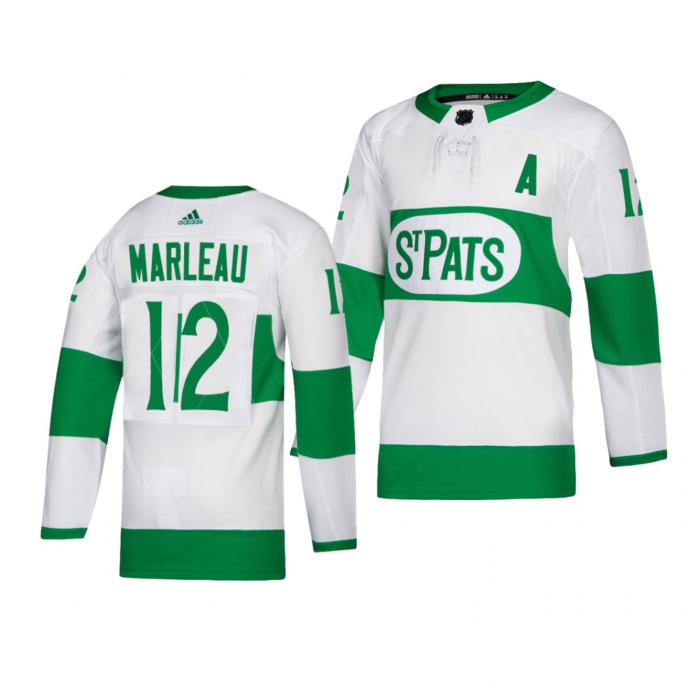 Maple Leafs #12 Patrick Marleau adidas White 2019 St. Patrick's Day Authentic Player Stitched NHL Jersey