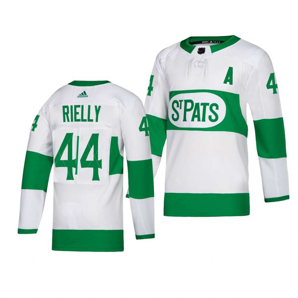Maple Leafs #44 Morgan Rielly adidas White 2019 St. Patrick's Day Authentic Player Stitched NHL Jersey
