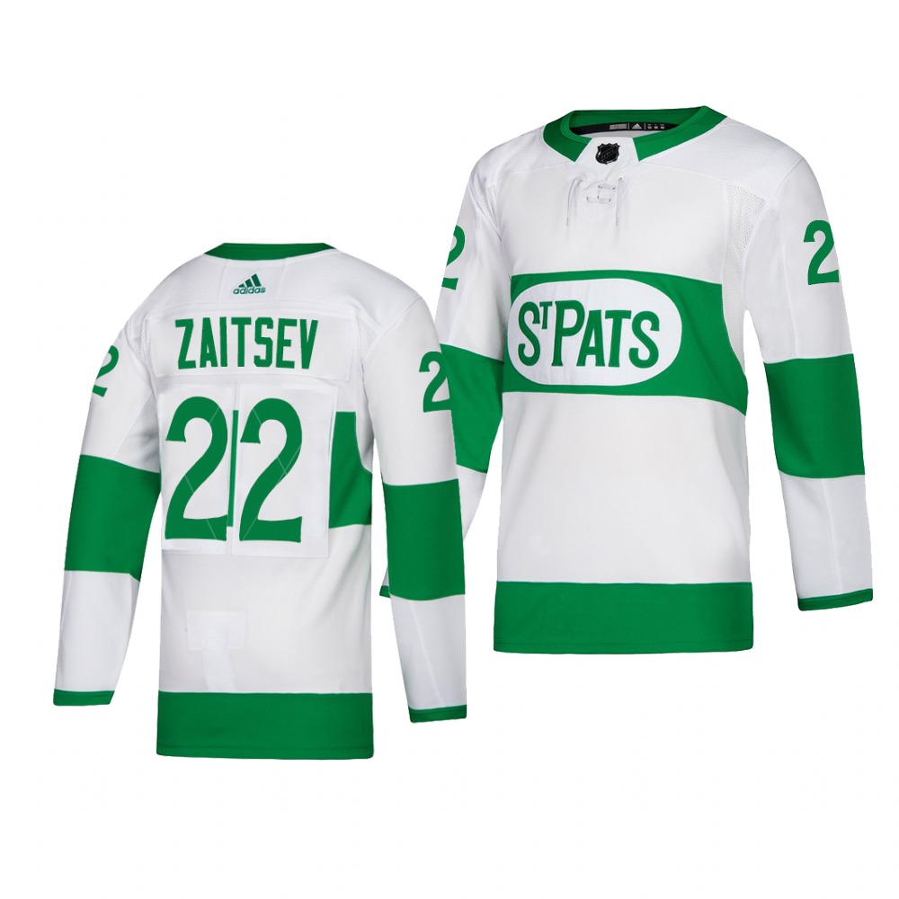 Maple Leafs #22 Nikita Zaitsev adidas White 2019 St. Patrick's Day Authentic Player Stitched NHL Jersey