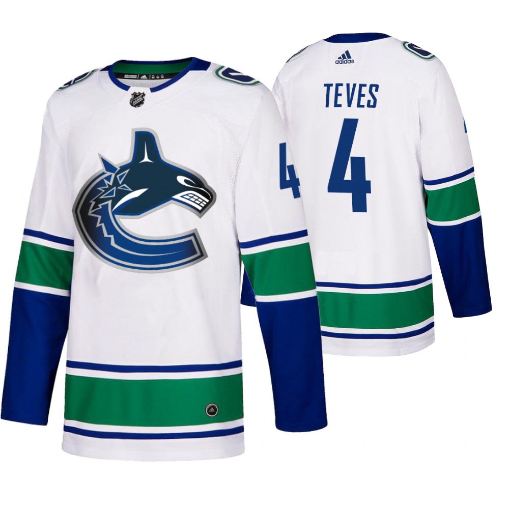 Vancouver Canucks #4 Josh Teves 50th Anniversary Men's White 2019-20 Away Authentic NHL Jersey Vancouver Canucks #4 Josh Teves 50th Anniversary Men's White 2019-20 Away Authentic NHL Jersey
