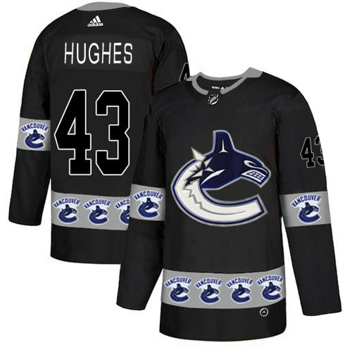 Adidas Canucks #43 Quinn Hughes Black Authentic Team Logo Fashion Stitched NHL Jersey Adidas Canucks #43 Quinn Hughes Black Authentic Team Logo Fashion Stitched NHL Jersey