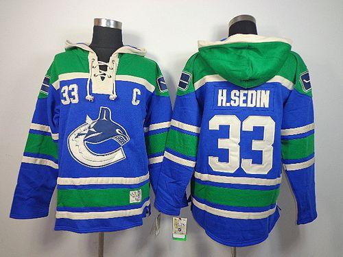 Canucks #33 Henrik Sedin Blue Sawyer Hooded Sweatshirt Stitched NHL Jersey Canucks #33 Henrik Sedin Blue Sawyer Hooded Sweatshirt Stitched NHL Jersey