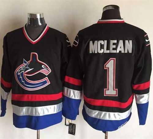 Canucks #1 Kirk Mclean Black/Blue CCM Throwback Stitched NHL Jersey Canucks #1 Kirk Mclean Black/Blue CCM Throwback Stitched NHL Jersey