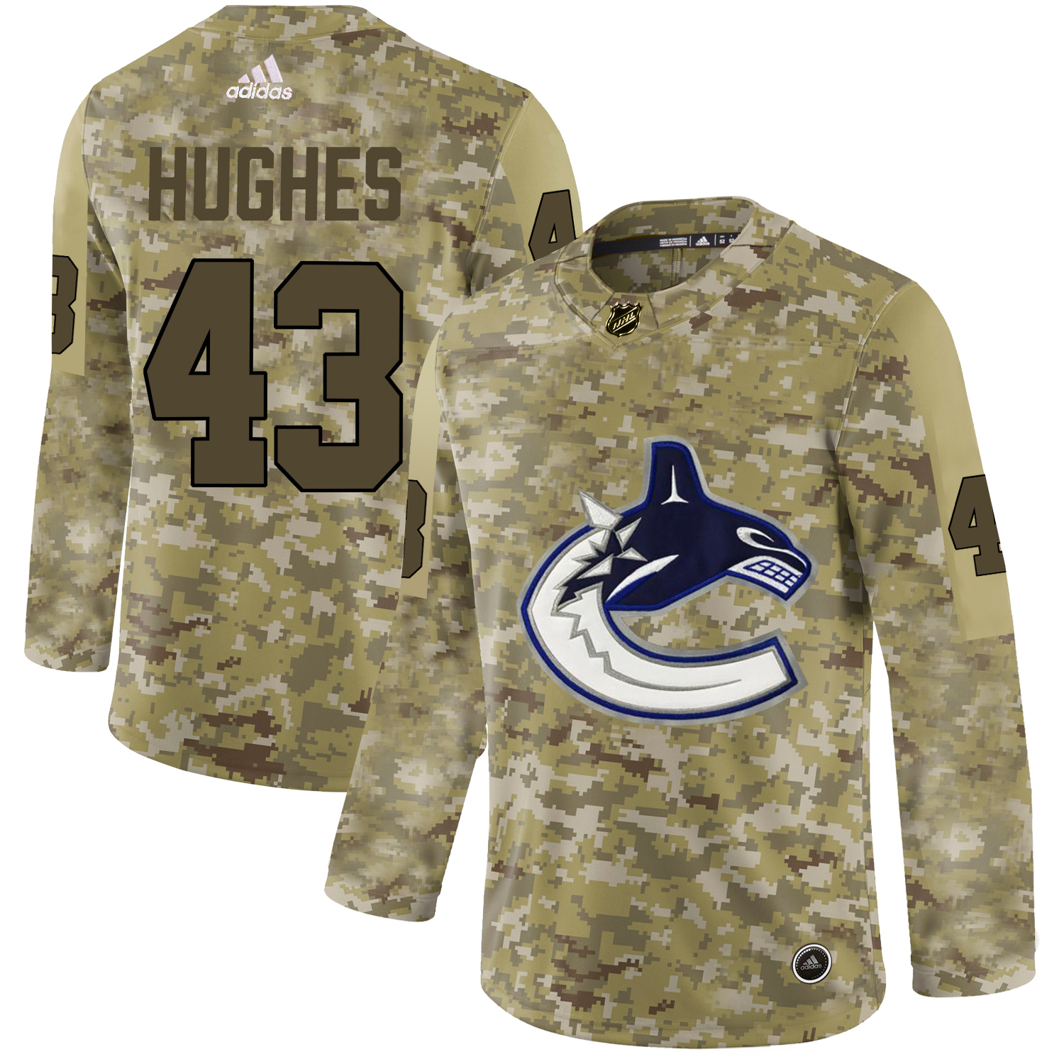 Adidas Canucks #43 Quinn Hughes Camo Authentic Stitched NHL Jersey Adidas Canucks #43 Quinn Hughes Camo Authentic Stitched NHL Jersey
