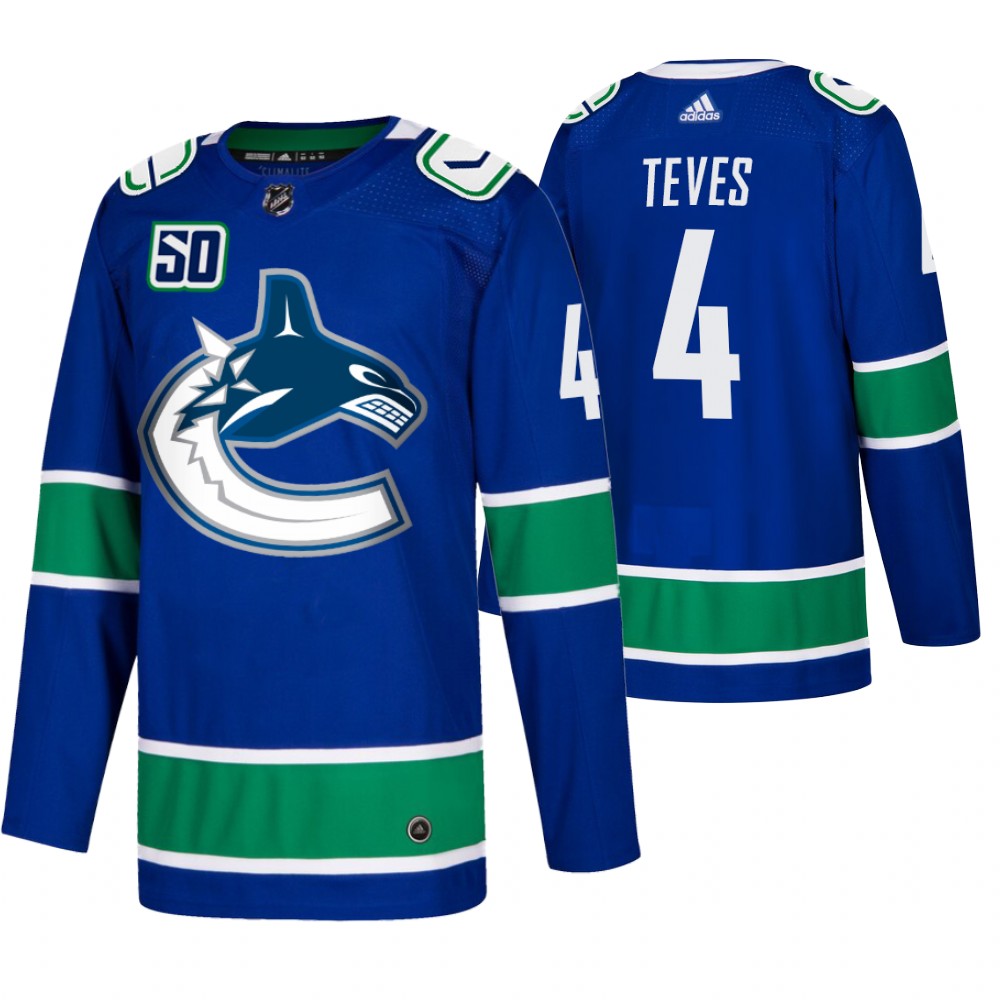 Men's Vancouver Canucks #4 Josh Teves Adidas Blue 2019-20 Home Authentic NHL Jersey Men's Vancouver Canucks #4 Josh Teves Adidas Blue 2019-20 Home Authentic NHL Jersey