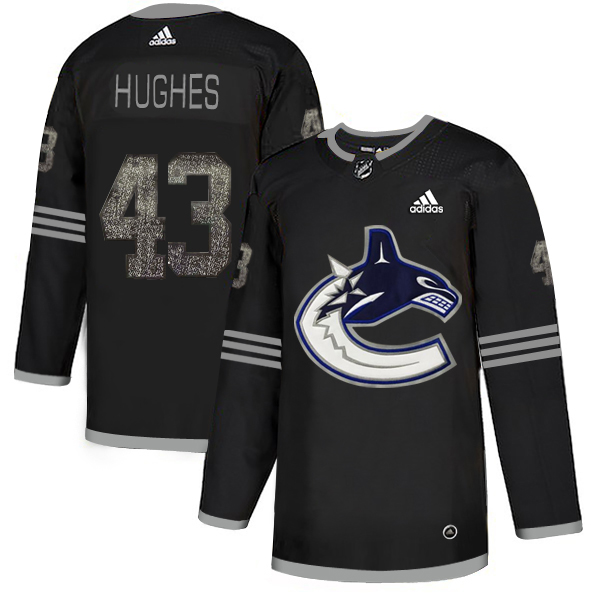 Adidas Canucks #43 Quinn Hughes Black Authentic Classic Stitched NHL Jersey Adidas Canucks #43 Quinn Hughes Black Authentic Classic Stitched NHL Jersey
