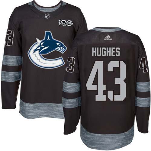 Adidas Canucks #43 Quinn Hughes Black 1917-2017 100th Anniversary Stitched NHL Jersey Adidas Canucks #43 Quinn Hughes Black 1917-2017 100th Anniversary Stitched NHL Jersey