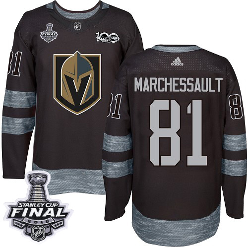 Adidas Golden Knights #81 Jonathan Marchessault Black 1917-2017 100th Anniversary 2018 Stanley Cup Final Stitched NHL Jersey Adidas Golden Knights #81 Jonathan Marchessault Black 1917-2017 100th Anniversary 2018 Stanley Cup Final Stitched NHL Jersey
