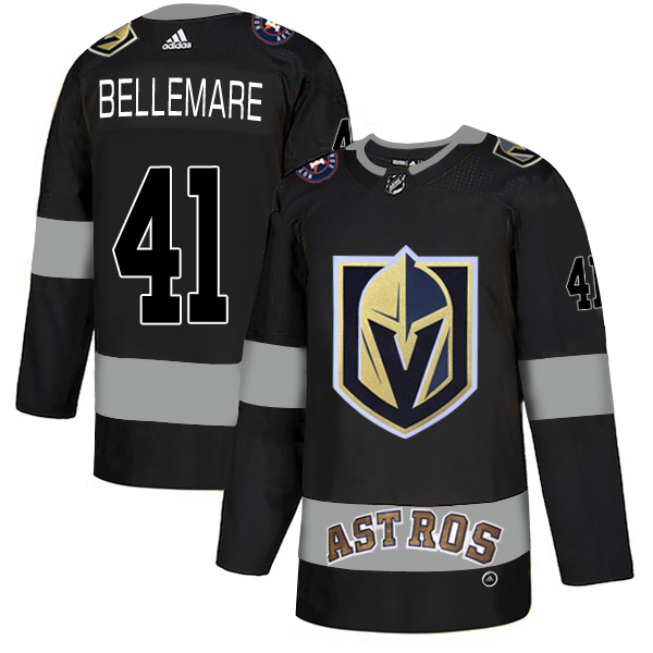 Adidas Golden Knights X Astros #41 Pierre-Edouard Bellemare Black Authentic City Joint Name Stitched NHL Jersey