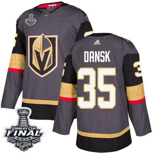 Adidas Golden Knights #35 Oscar Dansk Grey Home Authentic 2018 Stanley Cup Final Stitched NHL Jersey Adidas Golden Knights #35 Oscar Dansk Grey Home Authentic 2018 Stanley Cup Final Stitched NHL Jersey