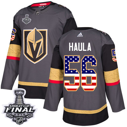 Adidas Golden Knights #56 Erik Haula Grey Home Authentic USA Flag 2018 Stanley Cup Final Stitched NHL Jersey Adidas Golden Knights #56 Erik Haula Grey Home Authentic USA Flag 2018 Stanley Cup Final Stitched NHL Jersey