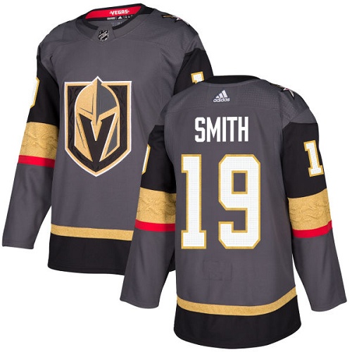 Adidas Golden Knights #19 Reilly Smith Grey Home Authentic Stitched NHL Jersey