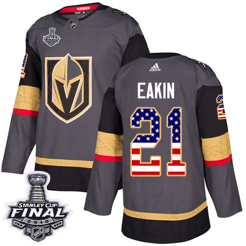 Adidas Golden Knights #21 Cody Eakin Grey Home Authentic USA Flag 2018 Stanley Cup Final Stitched NHL Jersey Adidas Golden Knights #21 Cody Eakin Grey Home Authentic USA Flag 2018 Stanley Cup Final Stitched NHL Jersey