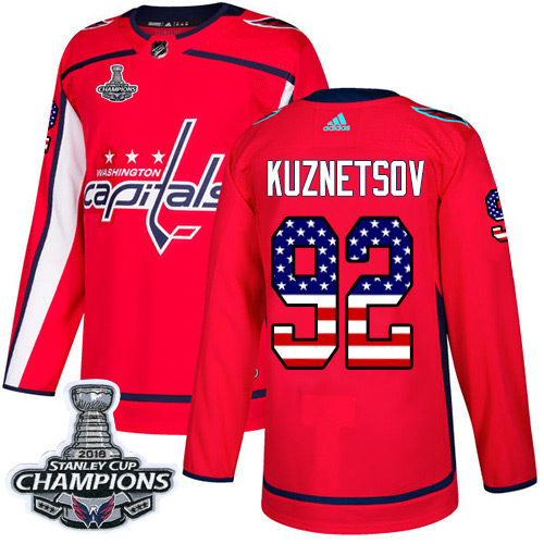 Adidas Capitals #92 Evgeny Kuznetsov Red Home Authentic USA Flag Stanley Cup Final Champions Stitched NHL Jersey Adidas Capitals #92 Evgeny Kuznetsov Red Home Authentic USA Flag Stanley Cup Final Champions Stitched NHL Jersey