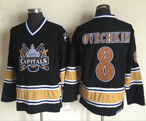 Capitals #8 Alex Ovechkin Black CCM Throwback Stitched NHL Jersey