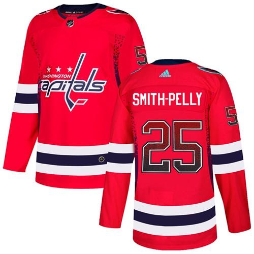 Adidas Capitals #25 Devante Smith-Pelly Red Home Authentic Drift Fashion Stitched NHL Jersey