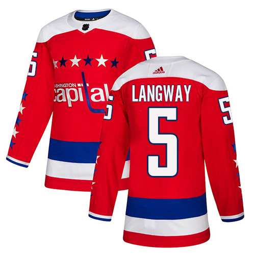 Adidas Capitals #5 Rod Langway Red Alternate Authentic Stitched NHL Jersey