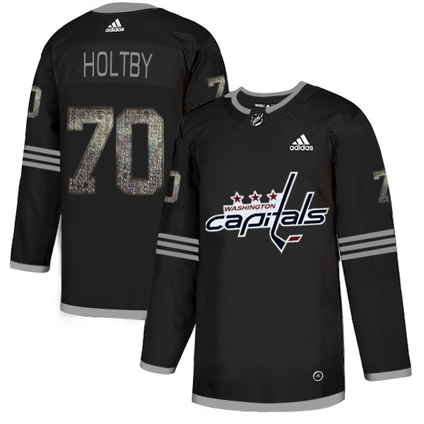 Adidas Capitals #70 Braden Holtby Black_1 Authentic Classic Stitched NHL Jersey